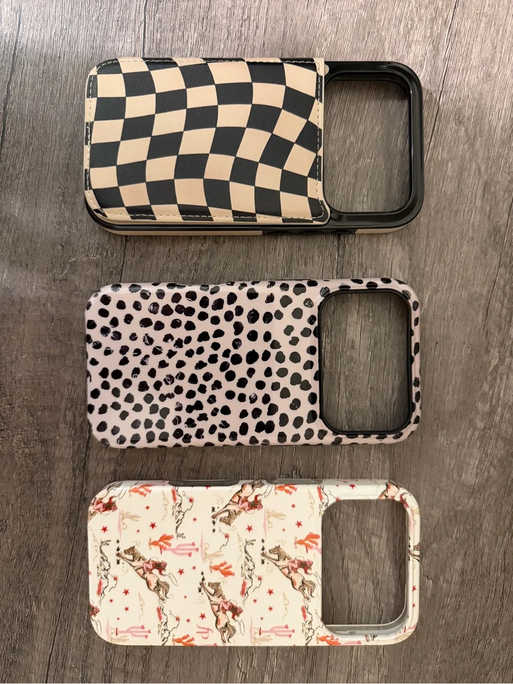 Phone Case Pack - Beige Checker, Pink Leopard & Cream Horse Designs